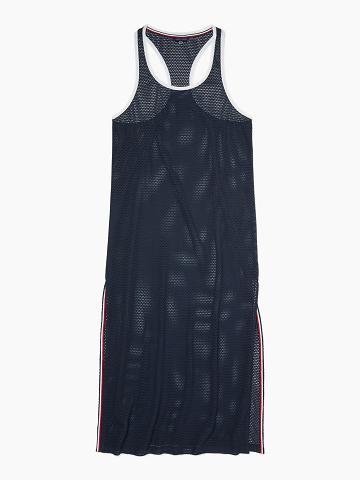 Női Tommy Hilfiger Essential Mesh Racer-Back Cover-Up Úszóruhák Kék | HU 417SGL